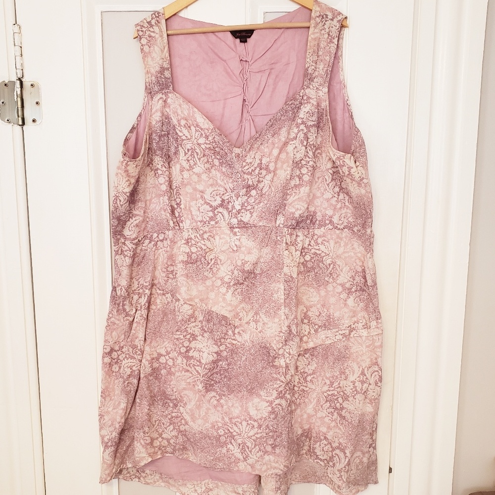 Simply Be Plus Size 26 Purple Damask Print Dress